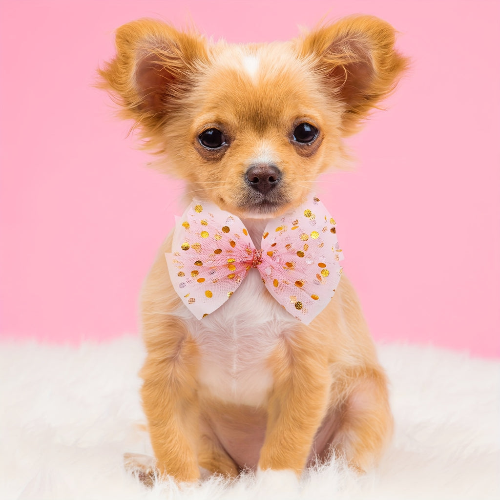 30pcs Elegant Pastel & Bright dog bows - Soft, No-Sew Press-On Closure, for Small/Medium/Large Dogs - Perfect for Everyday, Parties, Photo Shoots - Bulk Pet Collar Decorations (30 Count), Dogs Accessories, Glittery Bow Design