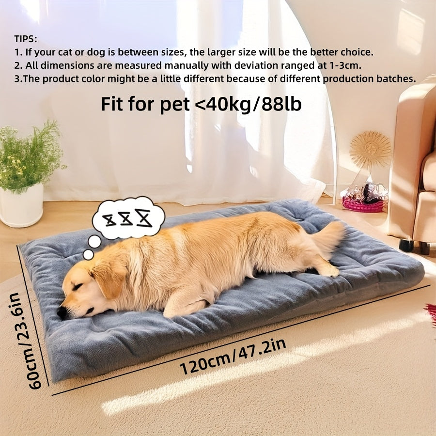 Extra Soft Plush Pet Bed for Dogs, Large Size, Reversible, All-Season Comfort, Polyester Fiber Filled, Suitable for Extra Small to Large Breeds up to 40kg, Rectangle Shape