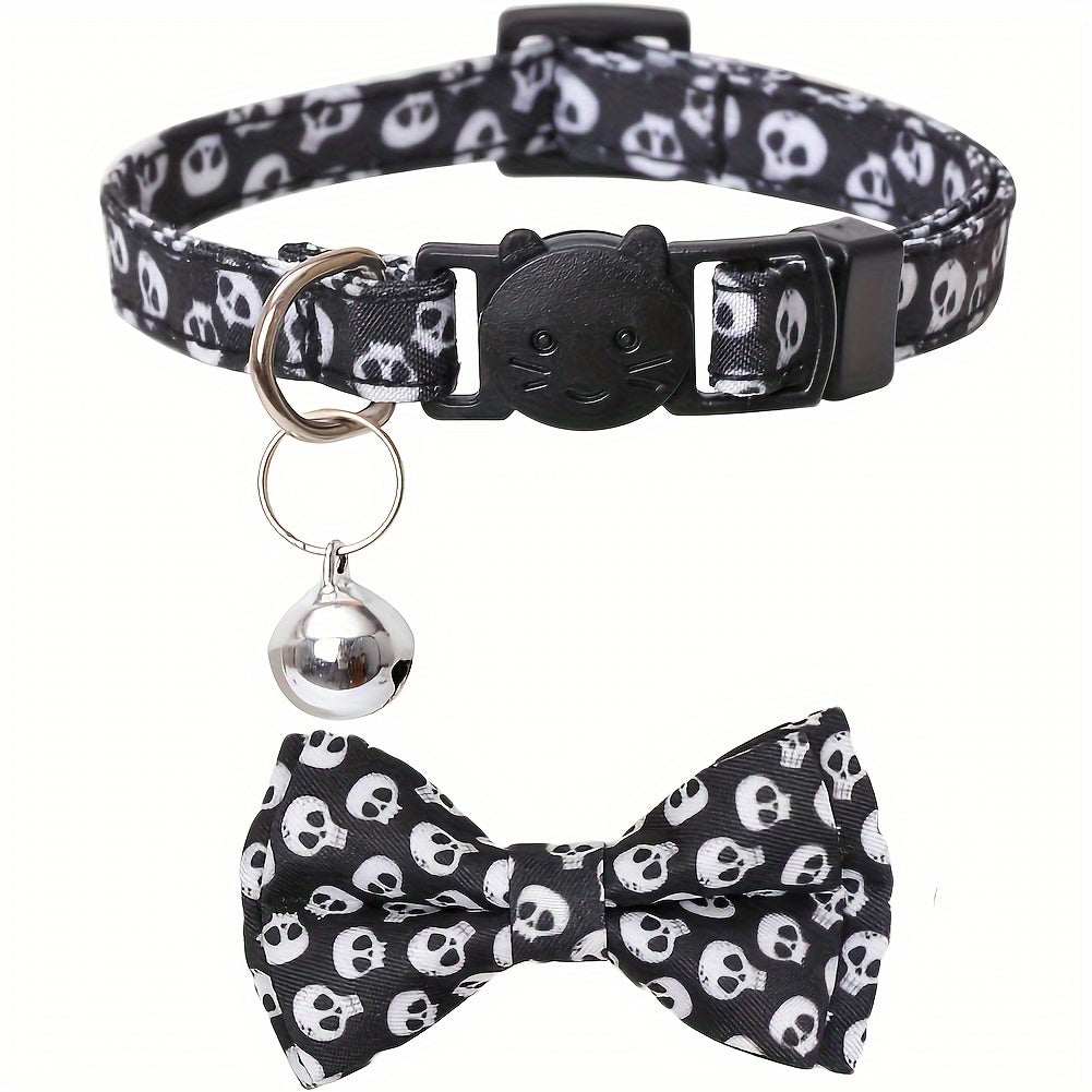 Halloween Cat Collar With Bell, Cat Necklace Breakaway Cat Collar Adjustable Pet Collar With Safety Buckle