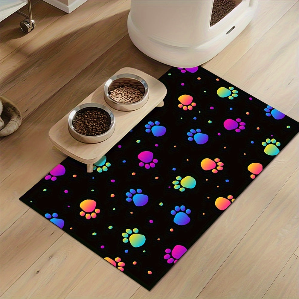 [Quick Drying Dog Bowl Mat] Quick Drying Polyester & Rubber Dog Bowl Mat - Absorbent Non-Slip Pet Feeding Mat for Food and Water - Durable Cat Mat for Dogs, Easy Clean