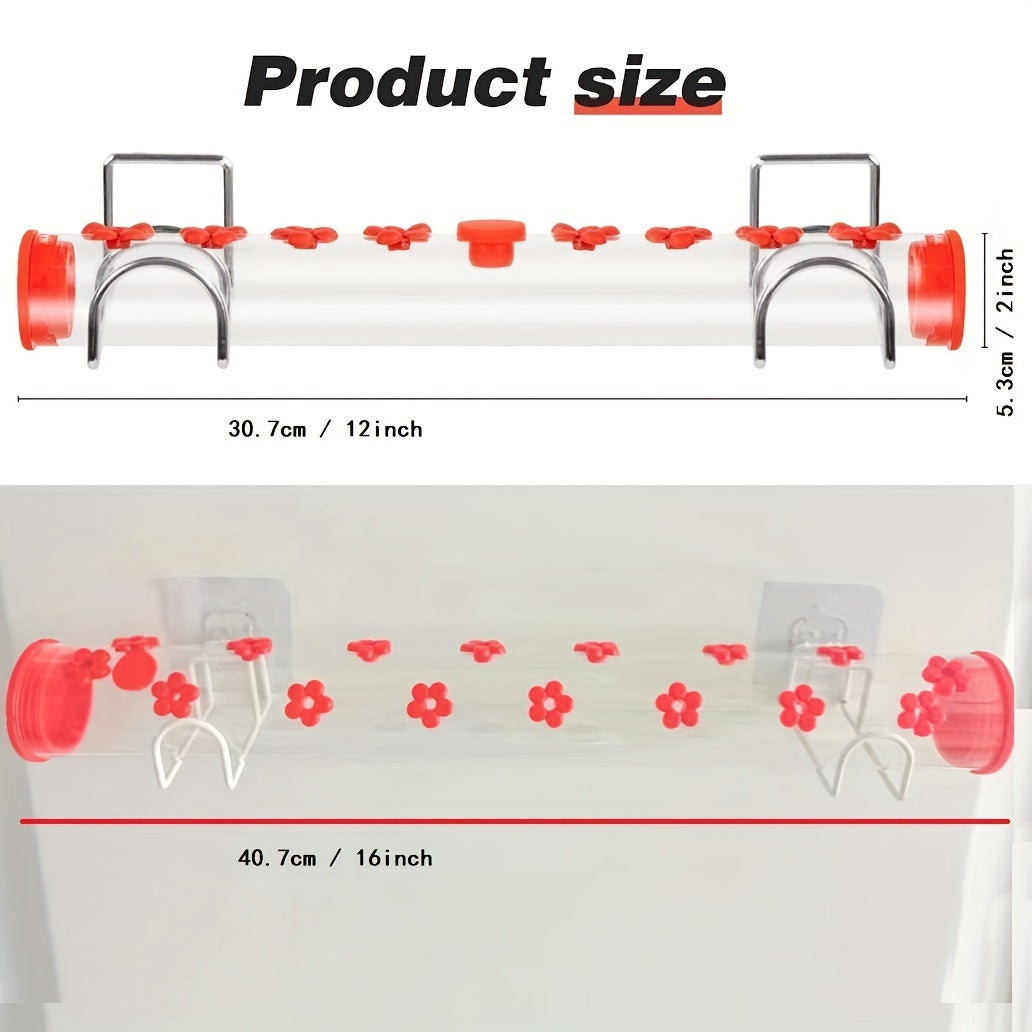 Deluxe Hummingbird Feeder - Outdoor Wild Bird Feeder Tube for Deck Patio Hanging, Attracting Hummingbirds with Easy Cleaning and Filling, Durable Construction, and Weather-Resistant Design - Perfect for Backyard Bird Watching