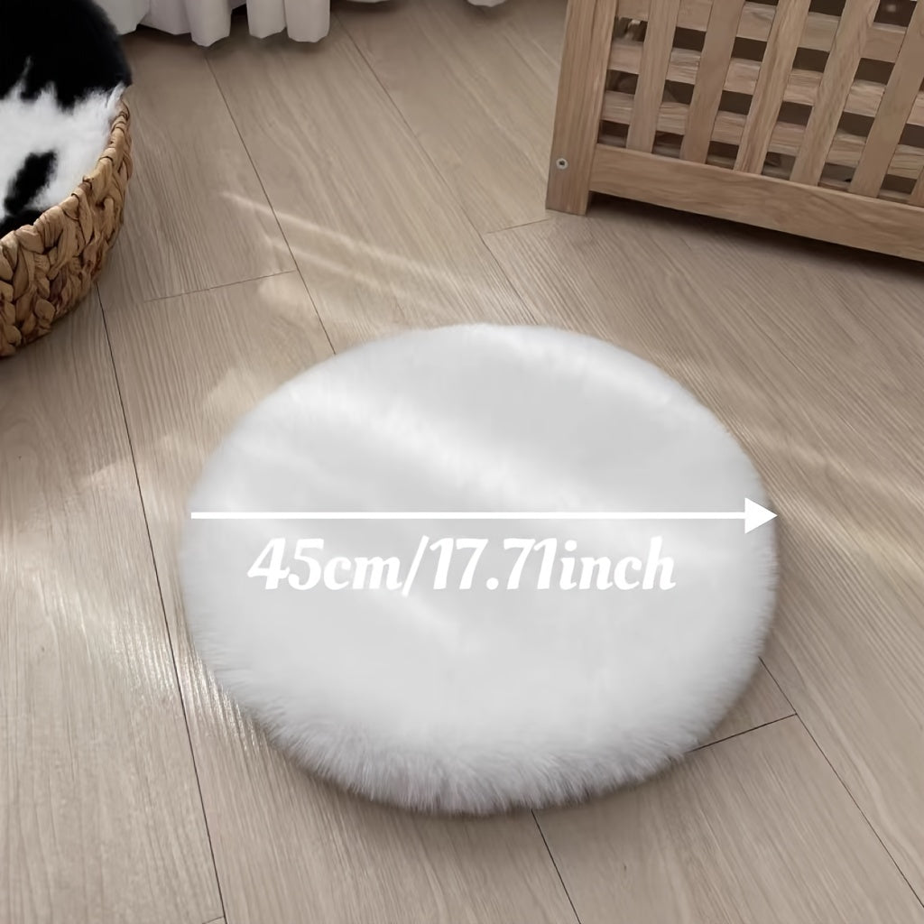 [Ultra-Soft Rabbit Fur Pet Bed] Luxurious Faux Rabbit Fur Round Pet Bed - Ultra-Soft, Warm Cream-Colored Cat & Dog Mat for Cozy Sleep and Snuggle