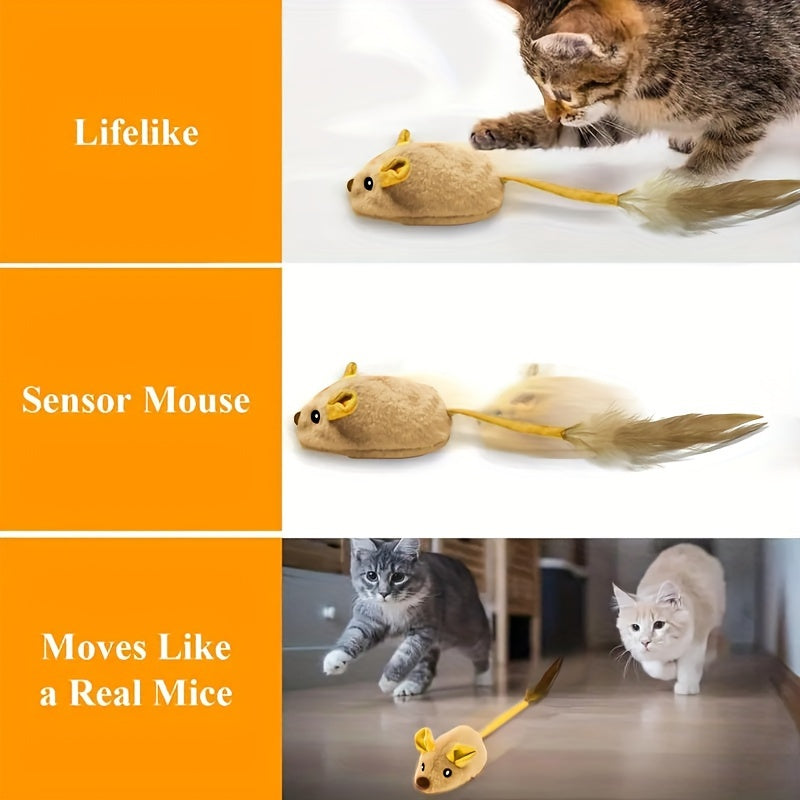 Cat toy electric charging LD light automatic obstacle avoidance plush mouse cat self high automatic relief from boredom and bite resistant pet toy