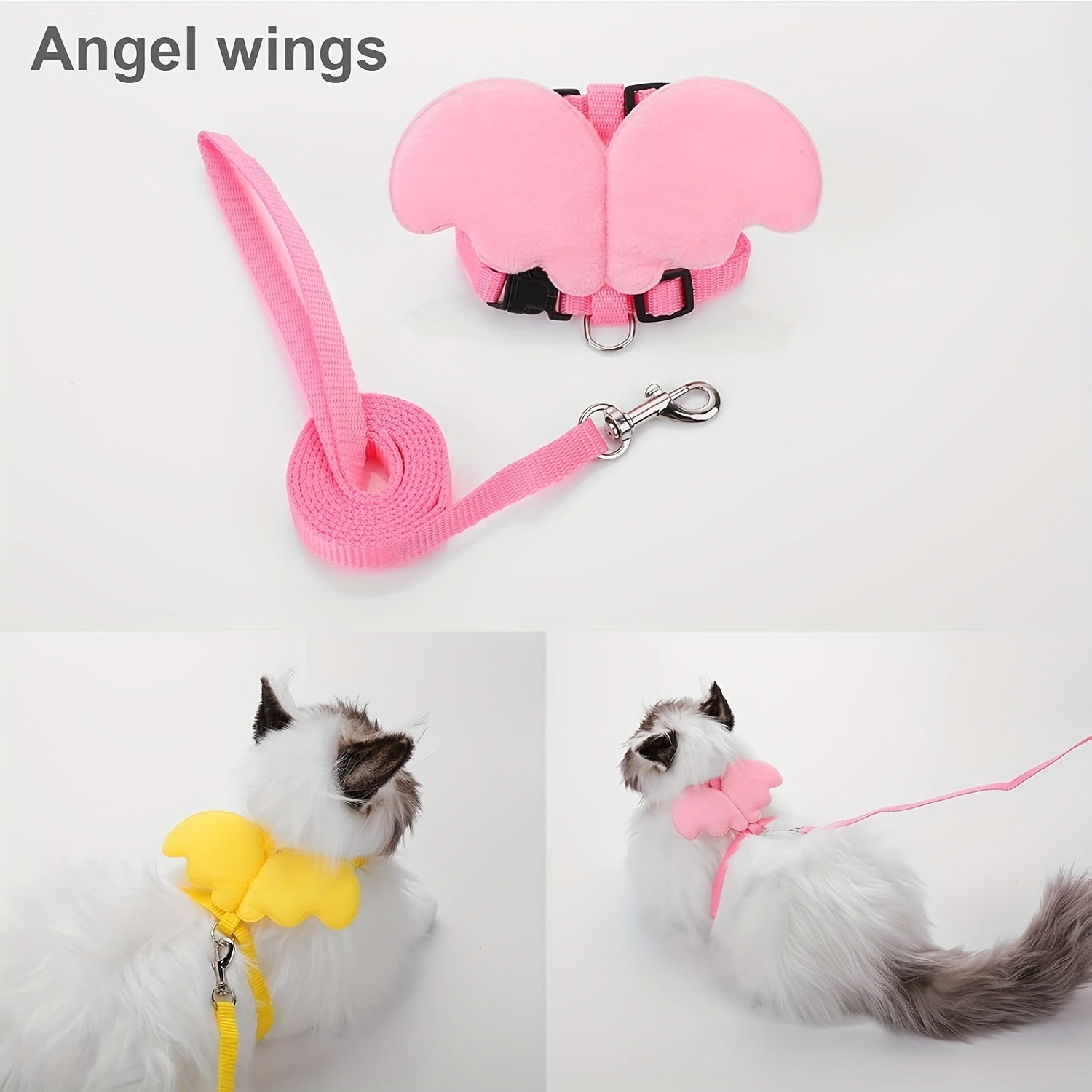 Adjustable Pet Harness and Leash Set with Cute Wings - Comfort Fit Vest for Rabbits, Puppies, Kittens, and Small Animals - Hand-Wash Only