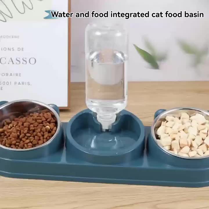 3-in-1 Stainless Steel Pet Feeding Station with Automatic Food and Water Dispenser, Dual Bowls for Dogs and Cats - Durable, Easy-to-Clean, Space-Saving Design for Small to Medium Pets, Pet Feeding Station|Modern Pet Station|S