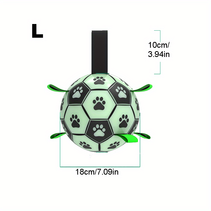 1pc Durable Football Design Pet Luminous Toy With Straps Dog Chewing Ball Toy For Training Playing Teeth Cleaning, Interactive Fetch Pet Toy For Small Medium Large Dogs