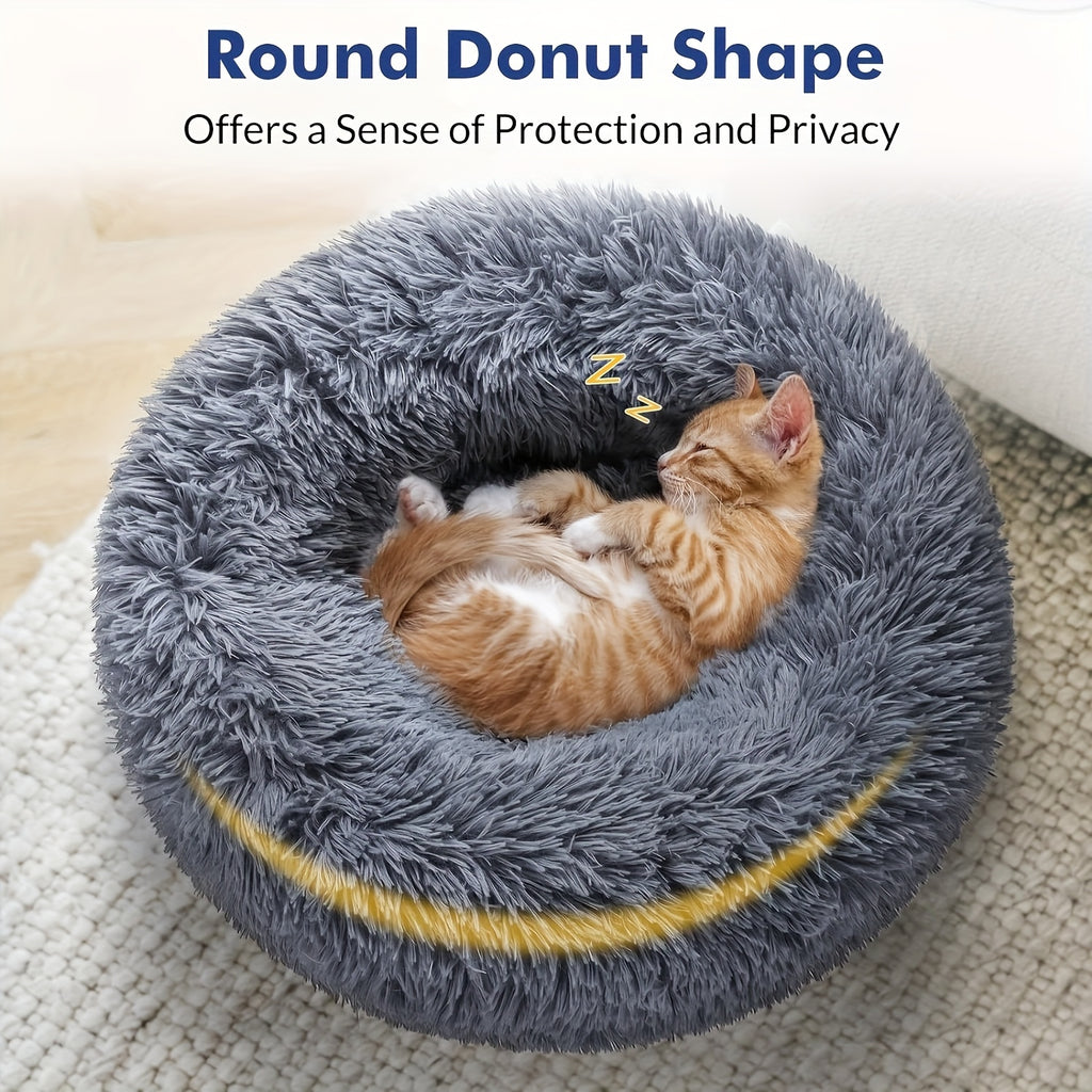 [Cozy Pet Bed] Cozy Plush Round Pet Nest - Luxurious, Soft, Non-Slip Bottom, Easy to Clean, Machine Washable Cover, Perfect for Deep Sleep Indoor Use