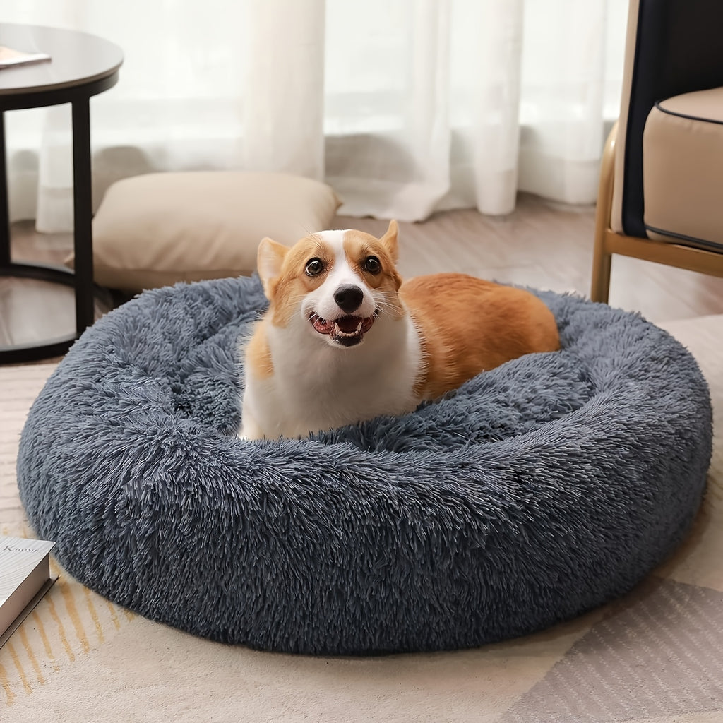 [Cozy Pet Bed] Cozy Plush Round Pet Nest - Luxurious, Soft, Non-Slip Bottom, Easy to Clean, Machine Washable Cover, Perfect for Deep Sleep Indoor Use