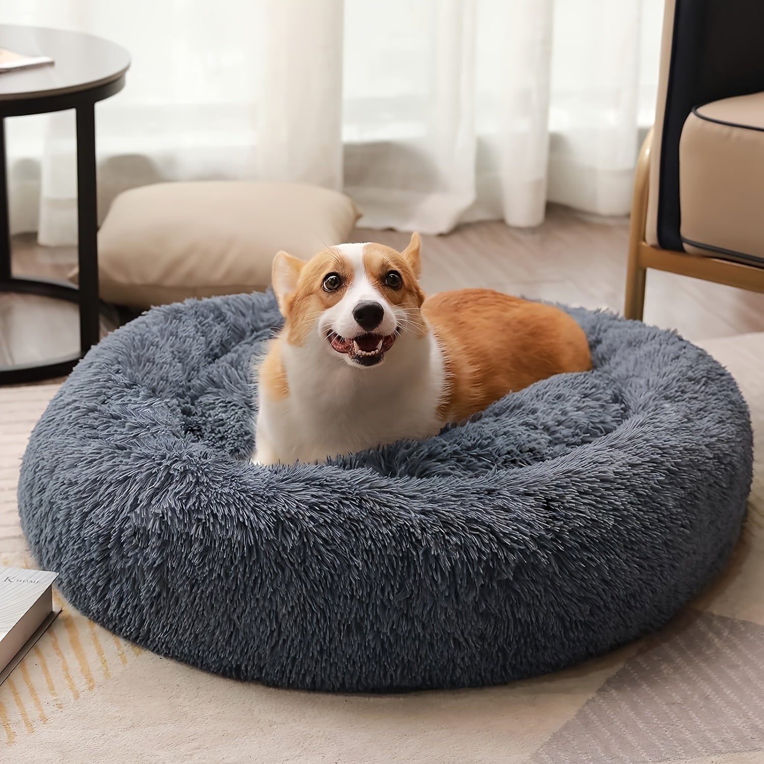 [Cozy Pet Bed] Cozy Plush Round Pet Nest - Luxurious, Soft, Non-Slip Bottom, Easy to Clean, Machine Washable Cover, Perfect for Deep Sleep Indoor Use
