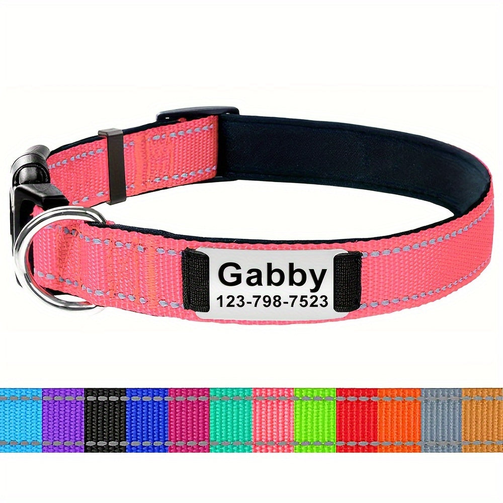 Personalized Pet Collars, Customized Dog Nylon Collar With ID Pendant Tag, Dog Outdoor Accessories And Decorations - Nice Gift For Pets
