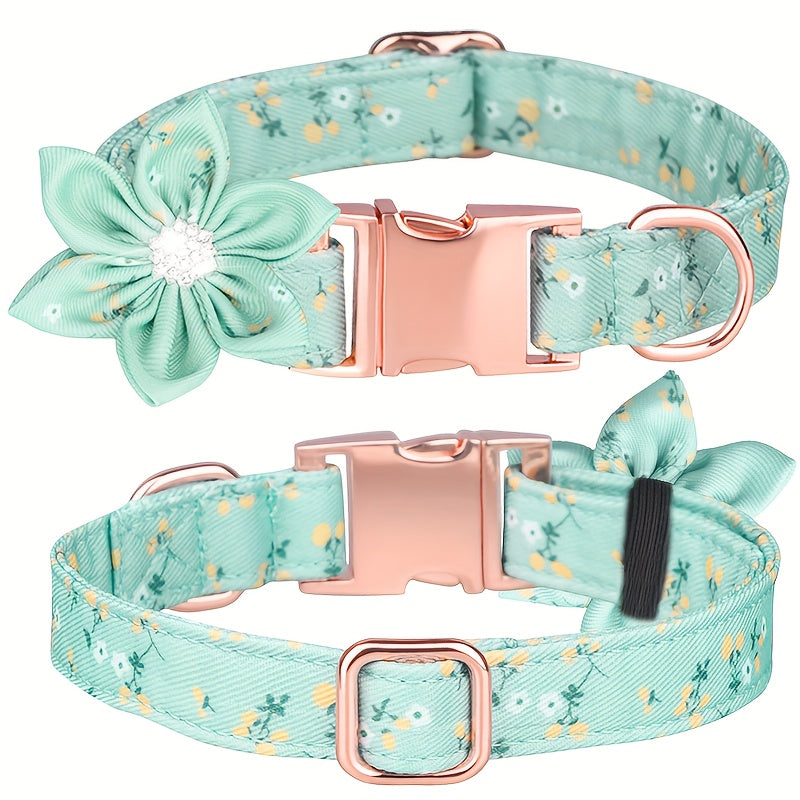Stunning Floral Rhinestone Pet Collar - Durable Polyester Construction - Adorned with Sparkling Rhinestones - Adjustable for Comfortable Fit - Perfect for Pet Lovers and Fashionistas