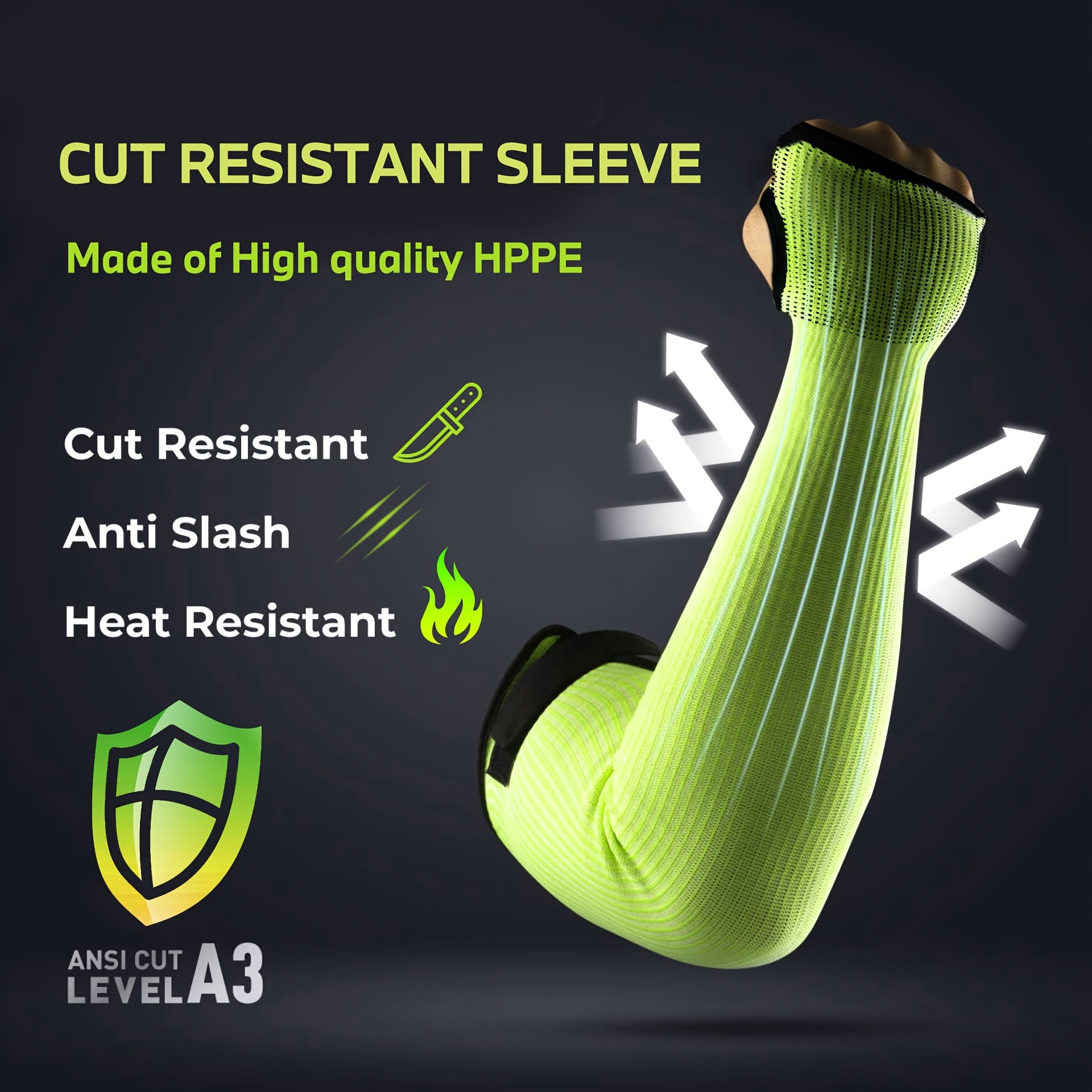 [1 Pair Cut-Resistant Arm Sleeves] 1 Pair JOISIV Cut-Resistant Arm Sleeves, Polyester, Ambidextrous, Machine Washable, with Tumb Button & Adjustable Closure, for Gardening, Kitchen, Pet Grooming, Phthalate & Latex Free