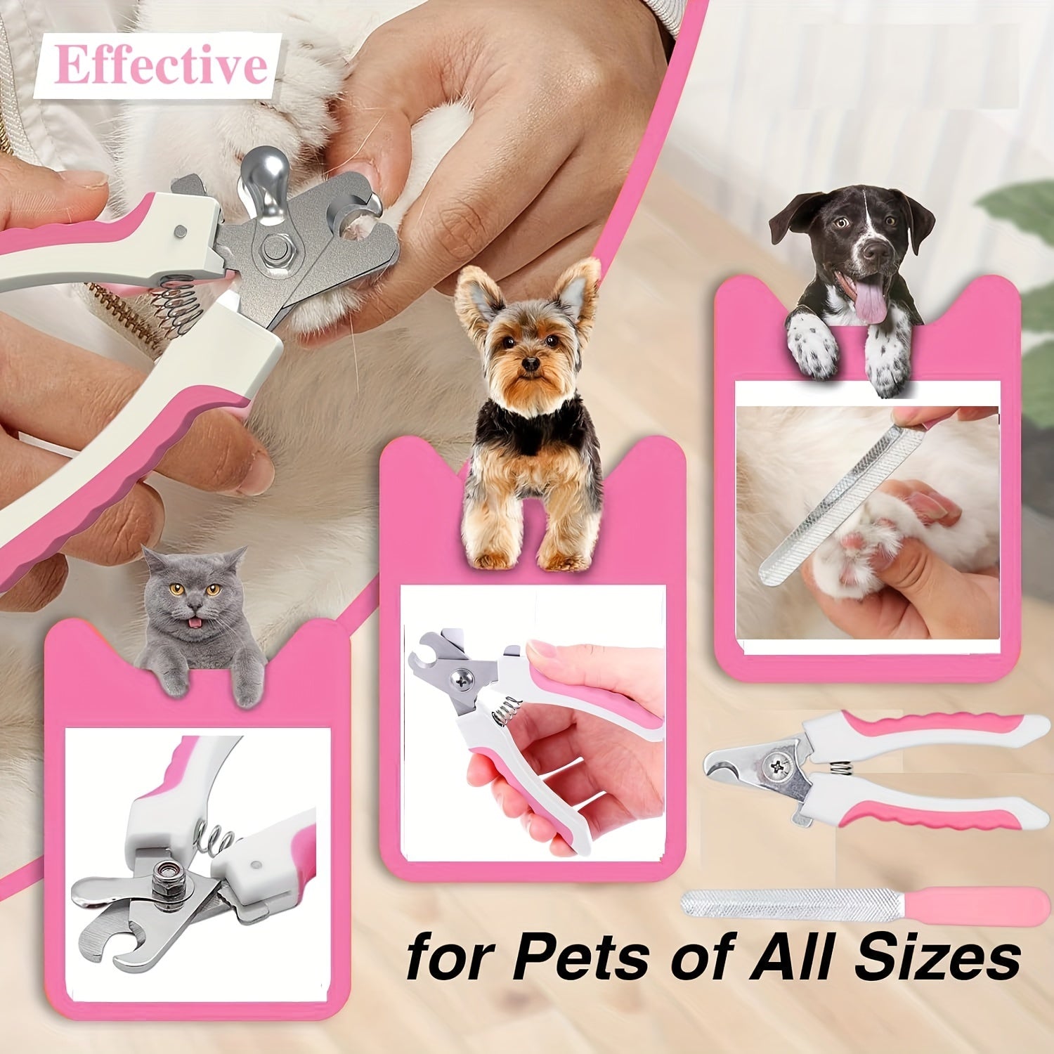 7pcs/set Pet Grooming Set, Self Cleaning Cat and Dog Brush with Nail Clipper, File, Flea Comb, Bath Brush, and Finger Toothbrush