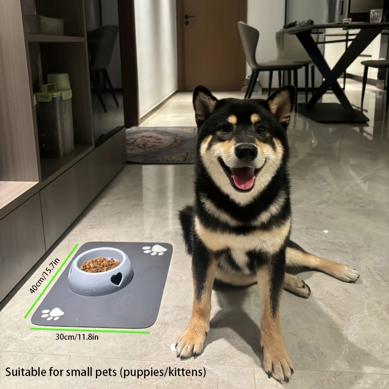 1pc Non-Slip PawPals Dog Feeding Mat with Cartoon Paw Prints - Waterproof, Absorbent, Quick-Dry, Easy to Clean Diatom Mud & Rubber Pet Feeding Pad for Dogs - Ideal for Messy Eaters