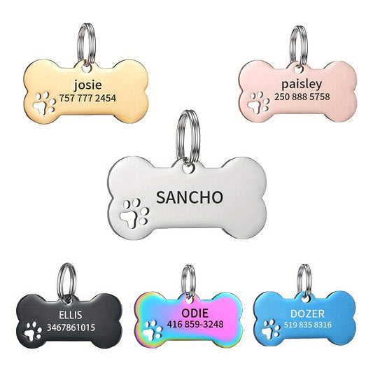 [Custom Engraved Dog ID Tags] Custom Personalized Engraved Dog ID Tags, Custom Engraved Dog Bone Name Tags For Puppy Small Medium Pet Dogs With Phone Number