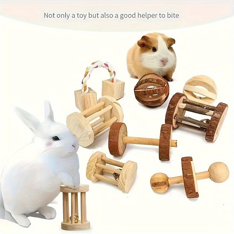 5-Pack Wooden Pet Toys for Hamsters and Rabbits - Durable, Small Animal Training and Exercise Accessories - Fun Wooden Toys for Small Pets - For Pet Owners - Perfect Gift for Small Animal Lovers