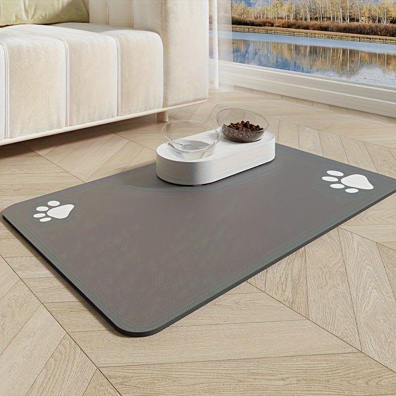 1pc Non-Slip PawPals Dog Feeding Mat with Cartoon Paw Prints - Waterproof, Absorbent, Quick-Dry, Easy to Clean Diatom Mud & Rubber Pet Feeding Pad for Dogs - Ideal for Messy Eaters