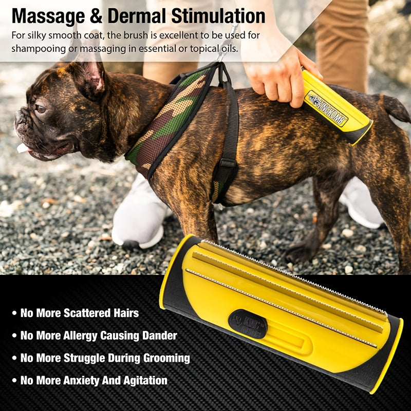 [Medium & Large Pet Grooming Set] 1/2pcs PetPro Stainless Steel & Plastic Dog Grooming Brush Set, Uncharged Hair Remover Comb for All Life Stages, Medium & Large Fur Pets, Fine Tooth Cleaning Brush Included