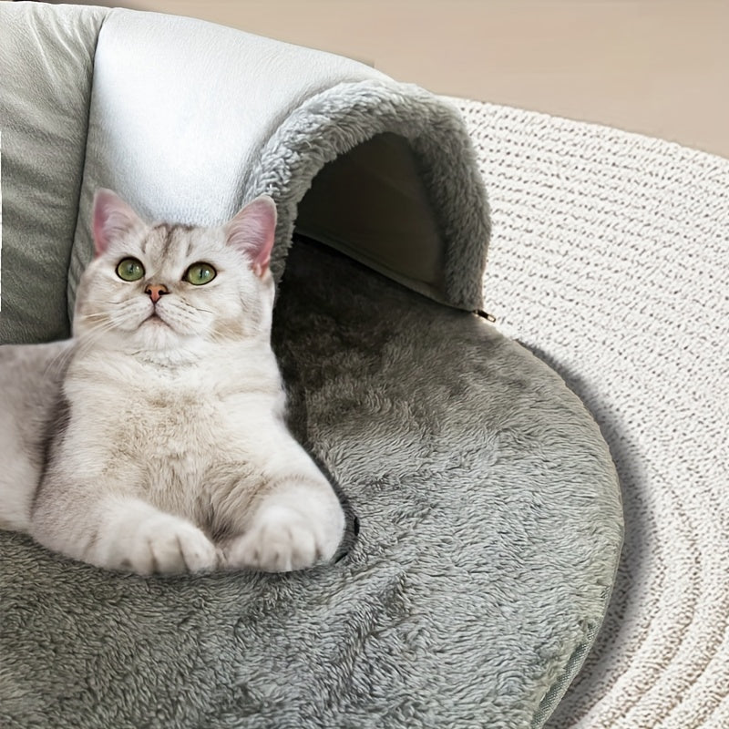 [Cozy Cat Tunnel] 3-in-1 Soft Polyester Cat Tunnel Bed & Playhouse | Cozy Hideout for Small Cats & Rabbits up to 8kg, Anti-Slip Bottom & Easy-Clean Design, Durable Pet Furniture