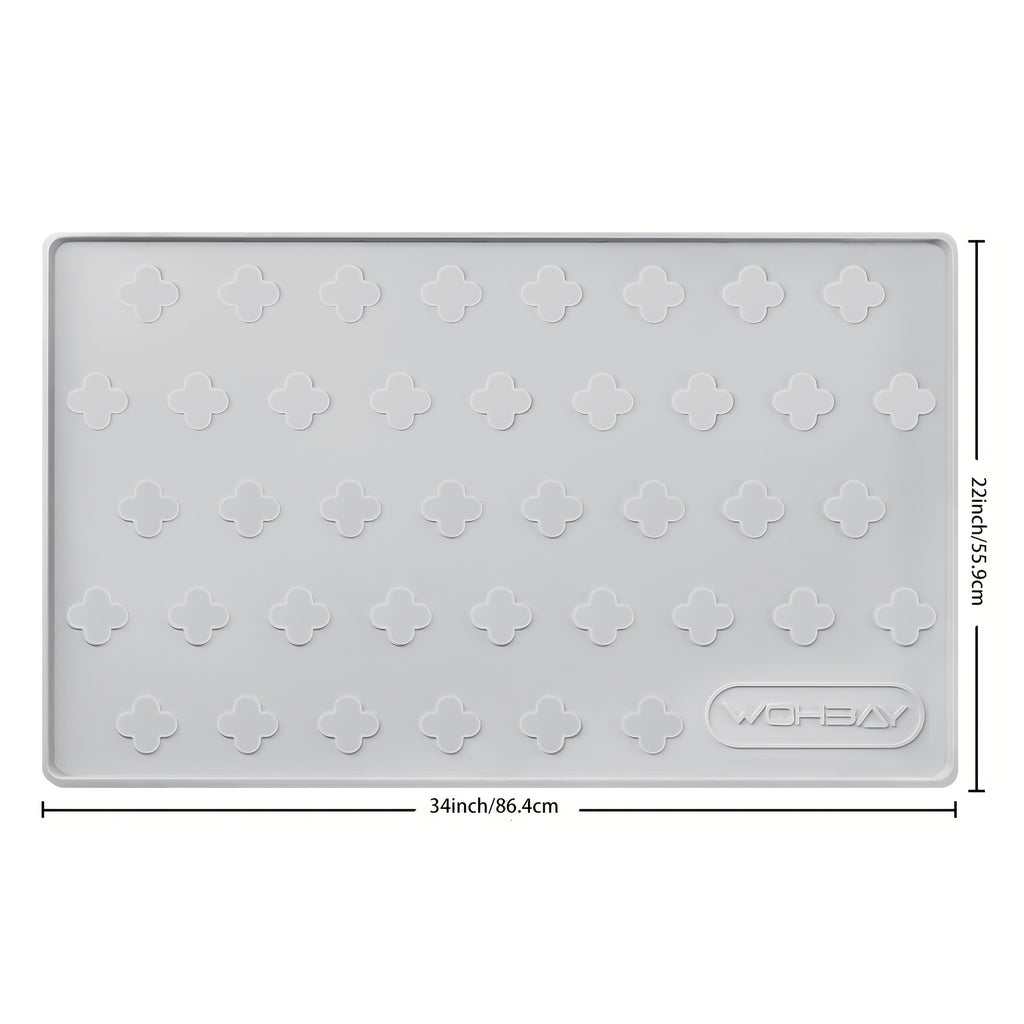 3-in-1 Washable Silicone Cat Litter & Food Mat - XXL Large Waterproof Non-Slip Floor Protector, Raised Edges Pet Feeding Tray, Foldable Litter Trapping Mat for Cats, Easy Clean Kibble & Crumbs Proofing System (Fits Litter Box