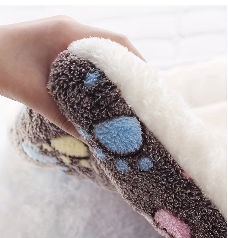 1pc Cozy Flannel Pet Bed Mat, Soft Cartoon Pattern Dog Sleeping Pad, Machine Washable, Warm for Autumn and Winter, Suitable for Extra Small to Medium Breeds, Pet Bed Warmer|Inviting Pet Comfort|Plush Fabric