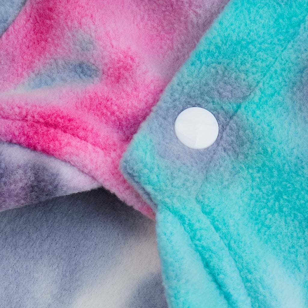 1pc Tie-Dye Hooded Dog Sweatshirt - Cozy & Windproof Pet Apparel for All Seasons, Machine Washable, Fits Small to Extra Large Breeds - Thick Knit Pullover with Snap Buttons, Dog Sweater