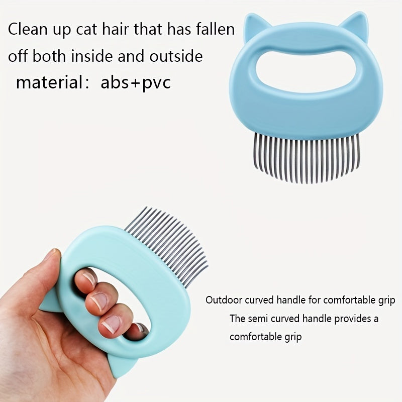 2-in-1 Gentle Pet Grooming Kit - Dual-Sided Cat Ear Comb & Deshedding Brush for Effective Hair Removal, Shedding Relief & Soothing Skin Irritation - Easy Clean & Gentle on Pets