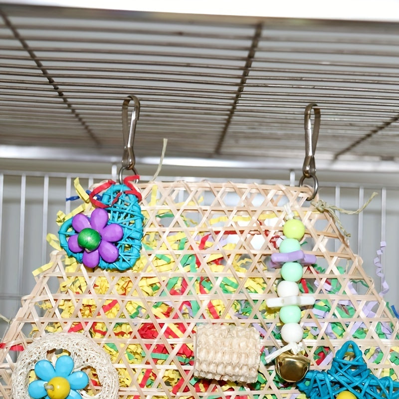 [Tiger Skin Bird Toy Shredder] Bird Toy Shredder Toy Tiger Skin Peony Xuanfeng Parrot Chew Climbing Net Woven Bamboo Net Birdcage Ornament Accessories