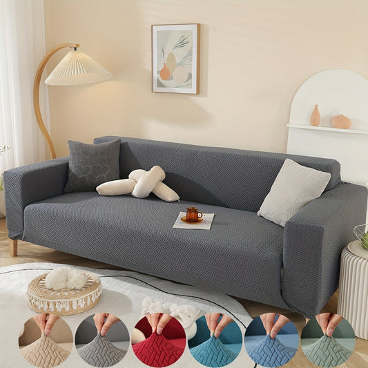A Stretch Sofa Cover, Thickened Star Chain Knitted Jacquard Sofa Cover 1/2/3/4 Seat Sofa Protection Cover, Elastic at The Bottom, for The Family with Pets, Full-Bag Sofa Dust Cover