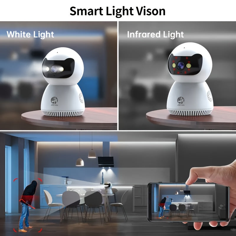 JOOAN 1080P Full HD Security Camera with Color Night Vision, Two-Way Audio, Motion Detection, Auto Tracking, WiFi Connectivity, App Control for Home Safety - Ideal for Youngsters, Elderly, and Pets