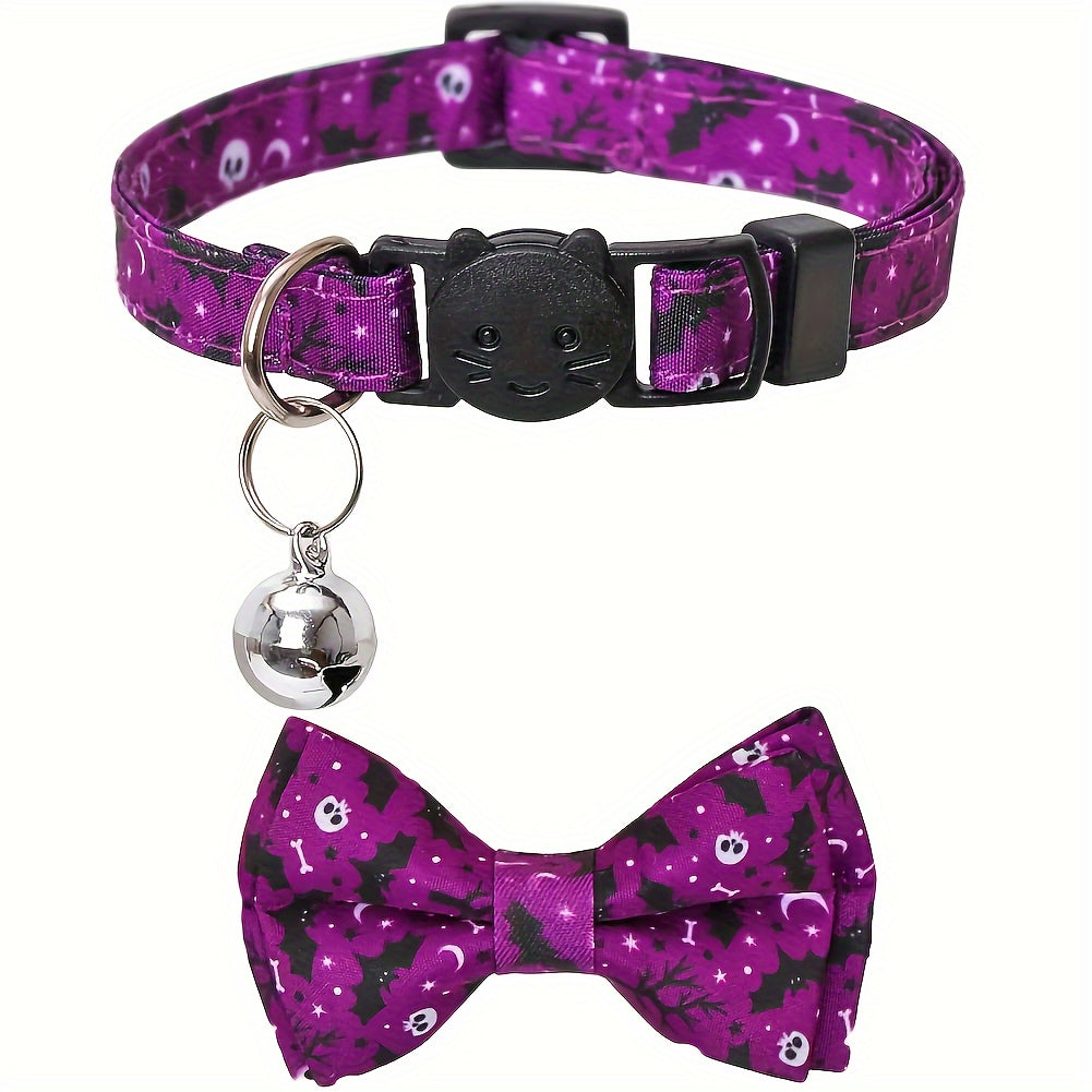 Halloween Cat Collar With Bell, Cat Necklace Breakaway Cat Collar Adjustable Pet Collar With Safety Buckle