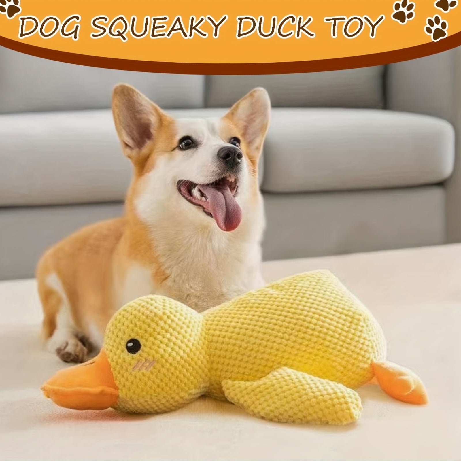 [Durable Duck Toy] Durable Yellow Punch Ya Duck Shaped Soft Toy | 1pc Interactive Chewing Dental Cleaning Pet Toy For Small To Medium Dogs, Relieves Boredom