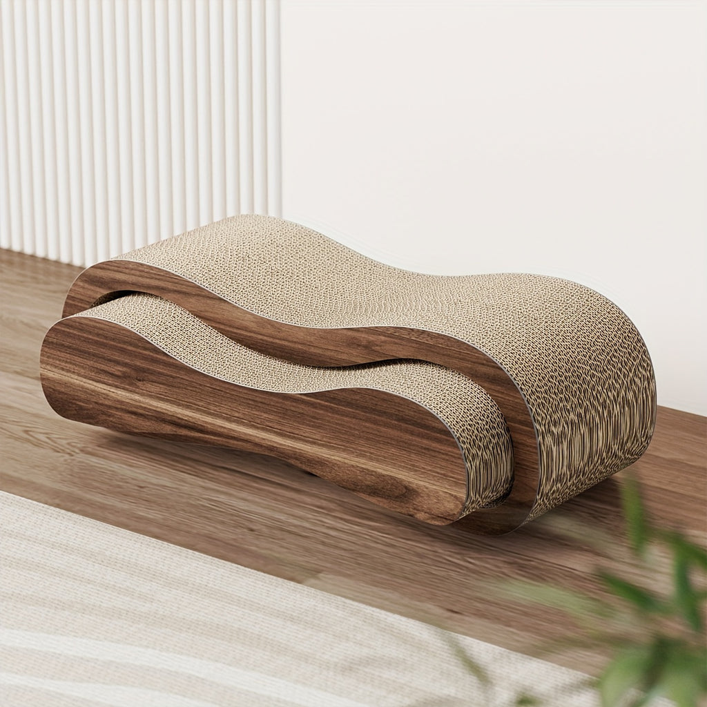 [Durable Cat Scratching Board] 2-in-1 Cat Scratching Board & Resting Bed | Durable Hard Cardboard Pet Toy, 8-Shaped Design for Claw Protection, Two-Piece Set for Indoor Cats