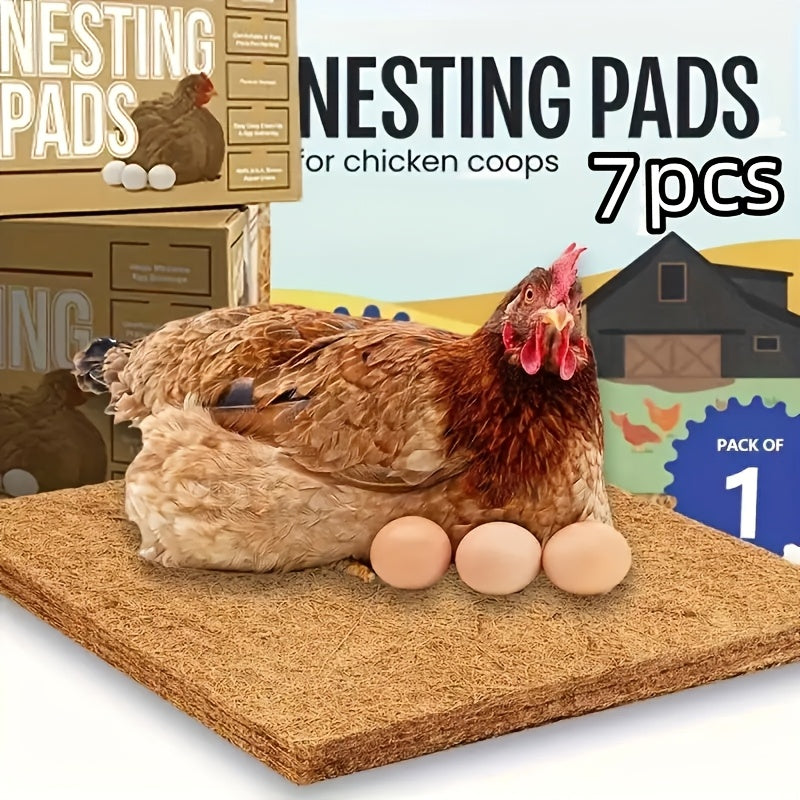 [7pcs]7pcs Of Reusable Coconut Palm Mats, Chicken Coop Nesting Mats, Moisture-proof And Heat-insulating, Perfect For Birds And Reptiles To Lay Eggs, Easy To Care For