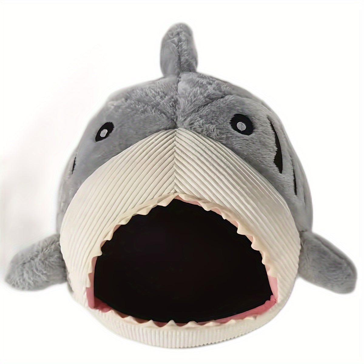 [Cozy Shark Pet Bed] Cozy Shark-Shaped Snug Haven Pet Bed - Removable Cushion, Semi-Enclosed Warm Winter Nest for Small to Large Dogs and Cats