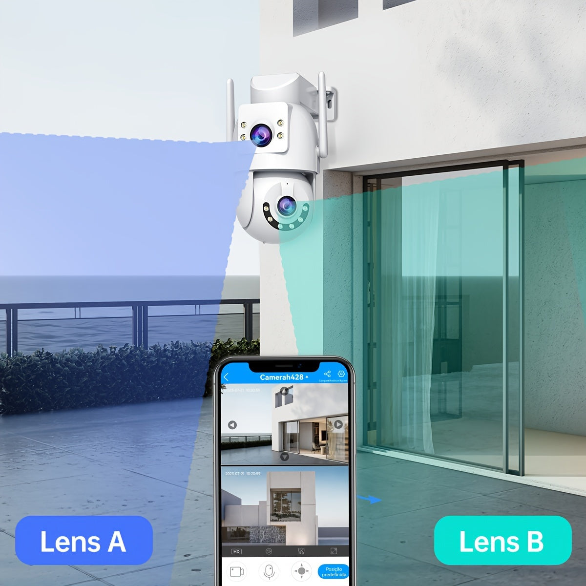 JOOAN 5G WiFi Dual Lens PTZ Outdoor IP Camera - Two-Way Audio, Auto Tracking, Screen Security Monitor for Elderly, Youngsters & Pets