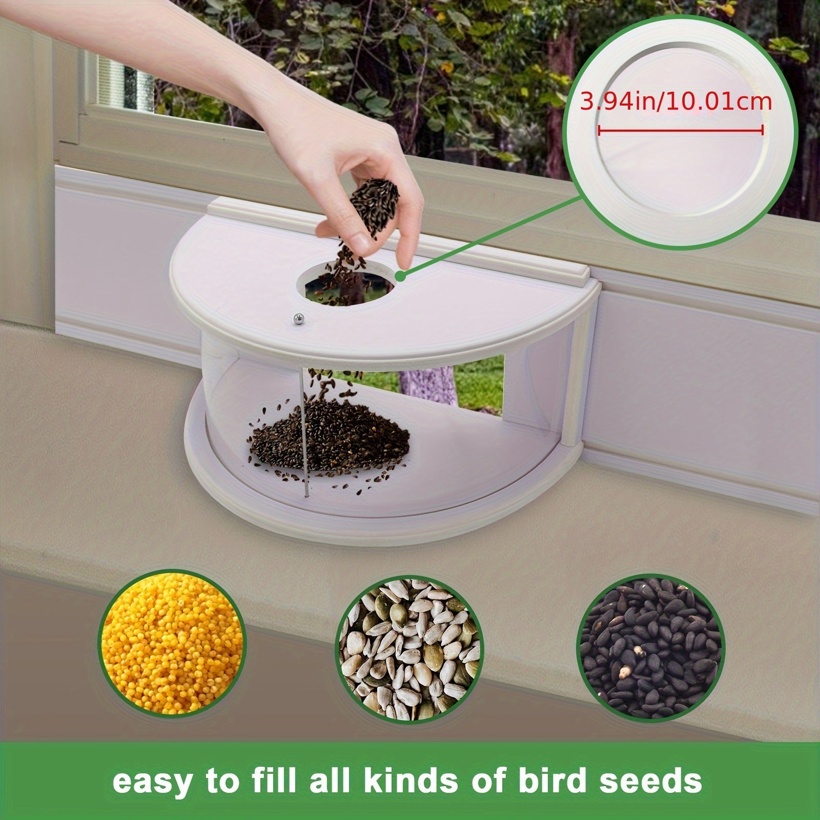 1pc Window Bird Feeder with 180° Clear View - Easy Install, No Battery Needed, Durable Plastic, Perfect for Outdoor Home Decor