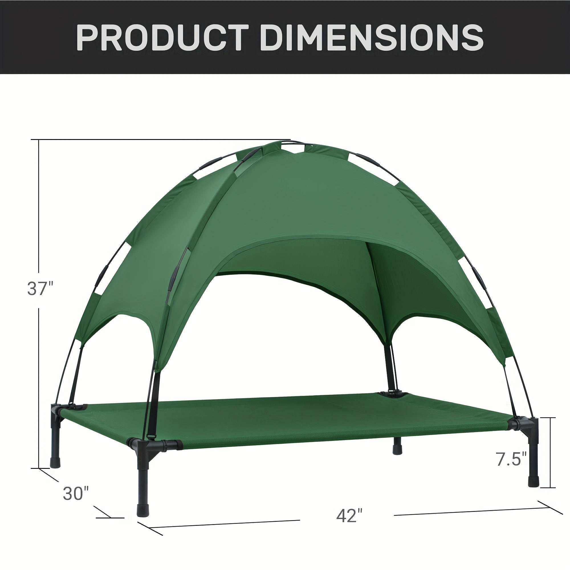 HEEYOO 42" Raised Dog Bed with Detachable Canopy - All-Weather Foldable Pet Cot for Indoor/Outdoor Use, Cooling Breathable Mesh & UV Protection, Windproof Sun-Resistant Elevated Bed for Dogs & Cats, Camping, Living Room, Bedr