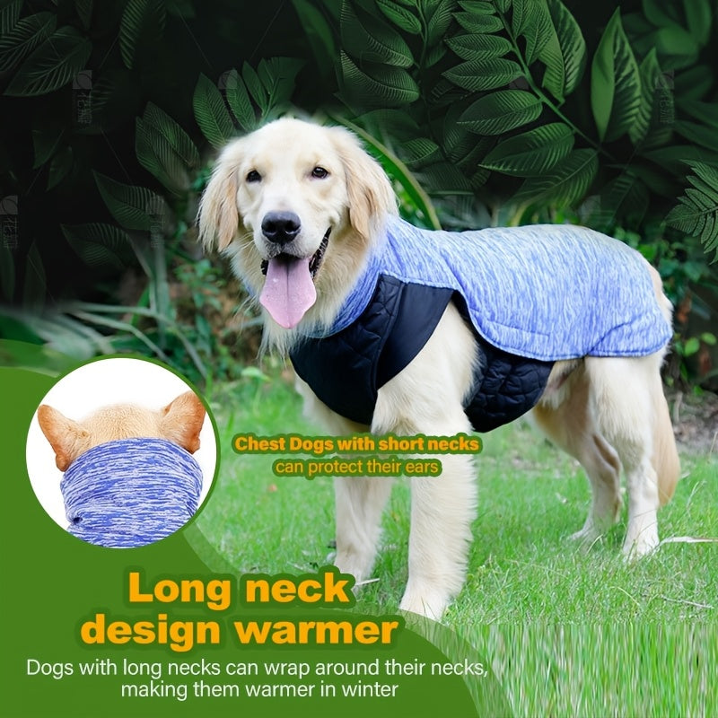 Small to Large Breeds Fleece-Lined Reversible Dog Jacket - Cozy Winter Pet Apparel with Long Neck Vest, Dual-Wear Design