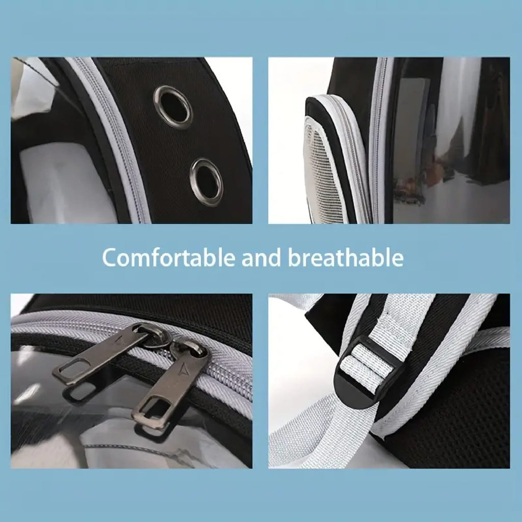 Cat pet harness backpack, cat carrier, portable transparent space capsule pet carrier for outdoor use, breathable cat backpack