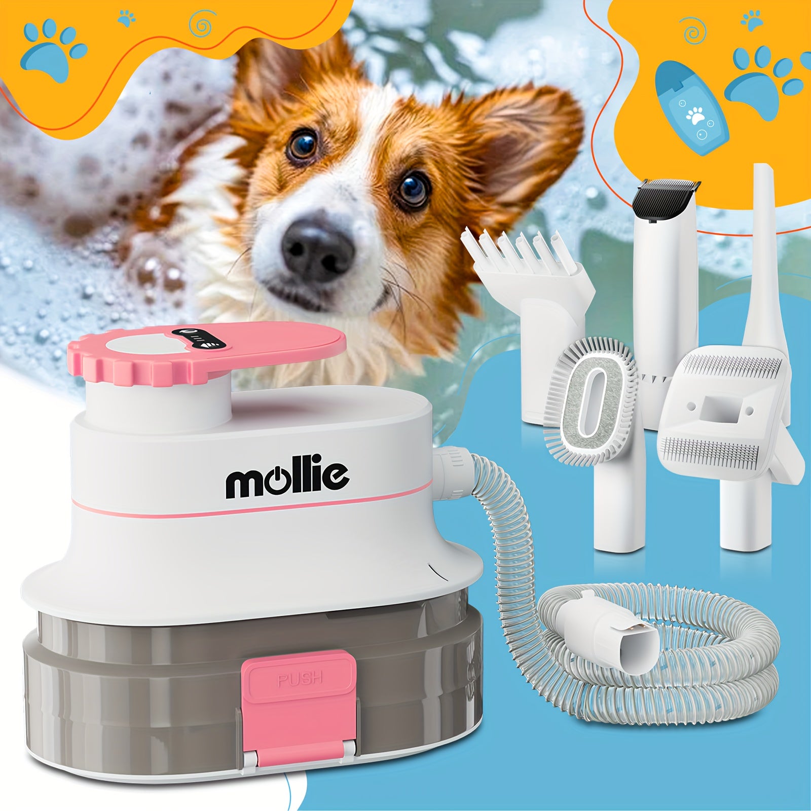 Dog Grooming Kit & Vacuum & Blow Dryer, Pet Grooming Vacuum with 6 Grooming Tools & Trimmer & Guide Combs, for Dog Cat And Other Animals