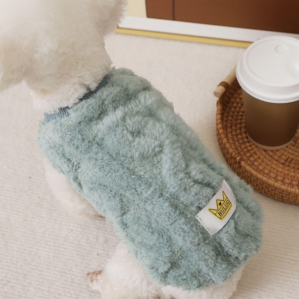 4pcs Dog Sweaters - Cute Fleece Pullover Coats with Wavy Double-Sided Design, Warm Winter Outfits for Small & Medium Dogs & Cats, Soft Polyester Pet Apparel in Light Blue, Red, Yellow, White, Dog Sweater, Pet Winter Wear, Pla