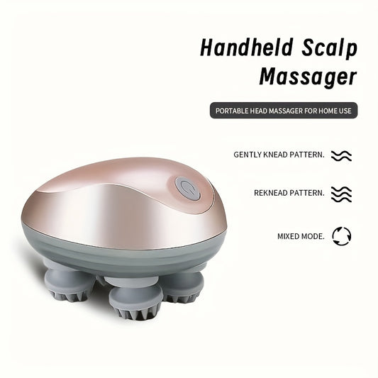 Handheld Scalp Massager, Electric Scalp Massager with 4 Massage Claws, Portable Head Massager for Relaxation and Hair Growth, Suitable for Both Humans and Pets!