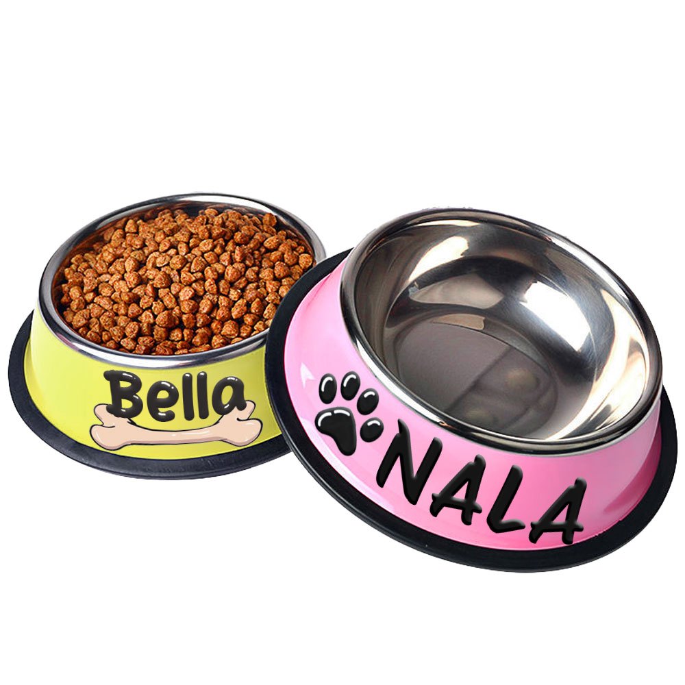 1pc Personalized Stainless Steel Dog Bowls - Non-Slip Custom Pet Feeding Dishes - For Dogs - Ideal for New Year Gifts