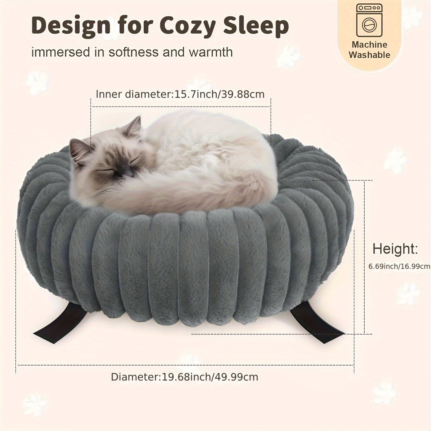 360° Rotating Cat Bed for Desk - 19, 68" Plush Washable Cat Nest with Removable Cover, Ergonomic Design for Home Office & Workspace, Durable Polyester Pet Bed for Cats, Cat Furniture Bed, Workspace Accessory, Modern Pet Furn