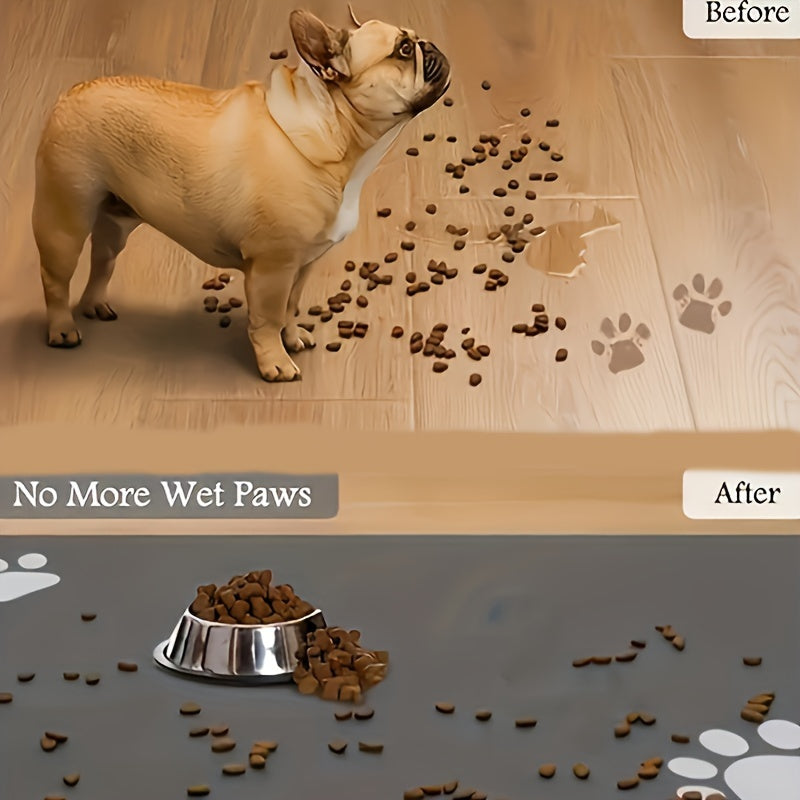 1pc Non-Slip PawPals Dog Feeding Mat with Cartoon Paw Prints - Waterproof, Absorbent, Quick-Dry, Easy to Clean Diatom Mud & Rubber Pet Feeding Pad for Dogs - Ideal for Messy Eaters