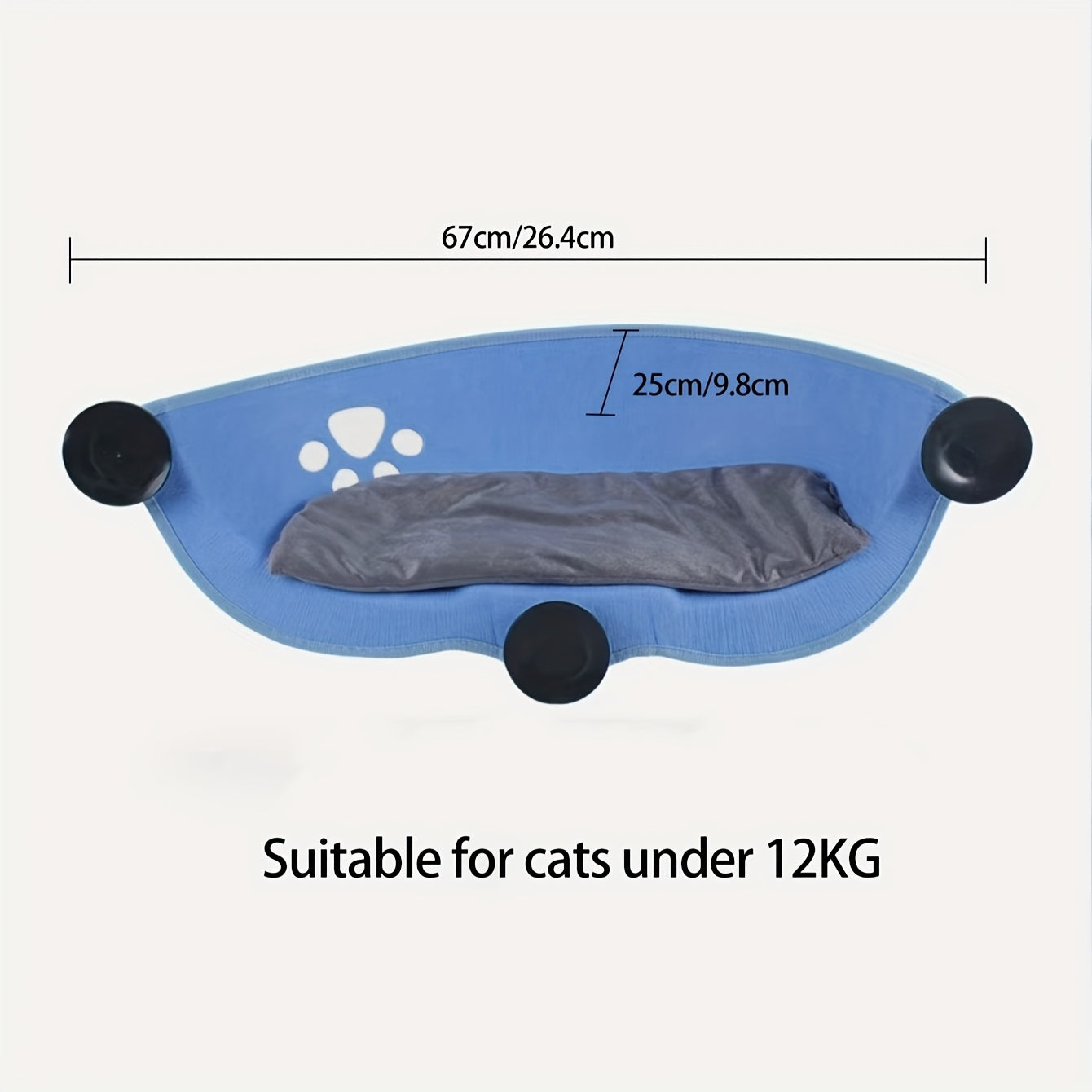 [1pc Window Cat Bed] 1pc Durable Polyester Fiber Crescent Window Cat Bed with Strong Suction Cups | Window Hanging Perch, Removable Pet Bed for Small & Medium Cats, No Assembly Needed | Sunbathing & Sleeping Spot, Ideal Gift