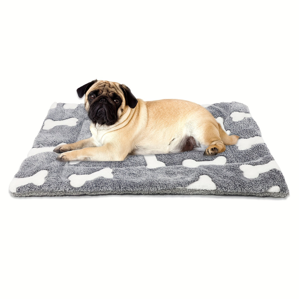 Cozy Pet Bed for Medium Dogs & Cats - Soft, Hand Washable Polyester with Cartoon Bone Design, All-Season Comfort