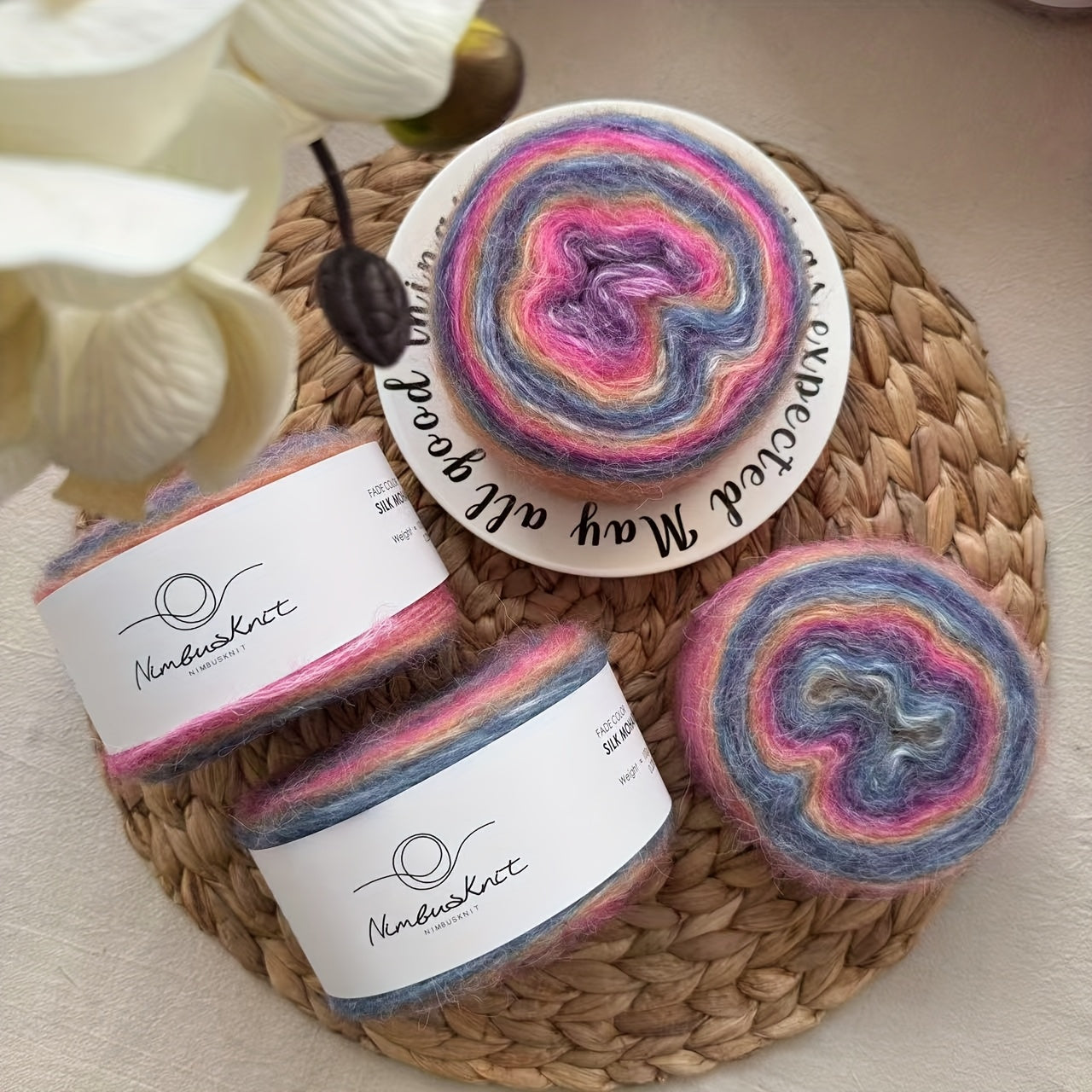 4 Pce/set, 400g Yarn, Hand-knitted Yarn, Spray Yarn, Cloud Yarn, Cake Yarn, And Rainbow Yarn, Soft And Comfortable, Suitable for Crochet, Scarves, Sweaters, Shawls, Blankets, Pet Toys, Handmade Gifts, Halloween, Christmas, An