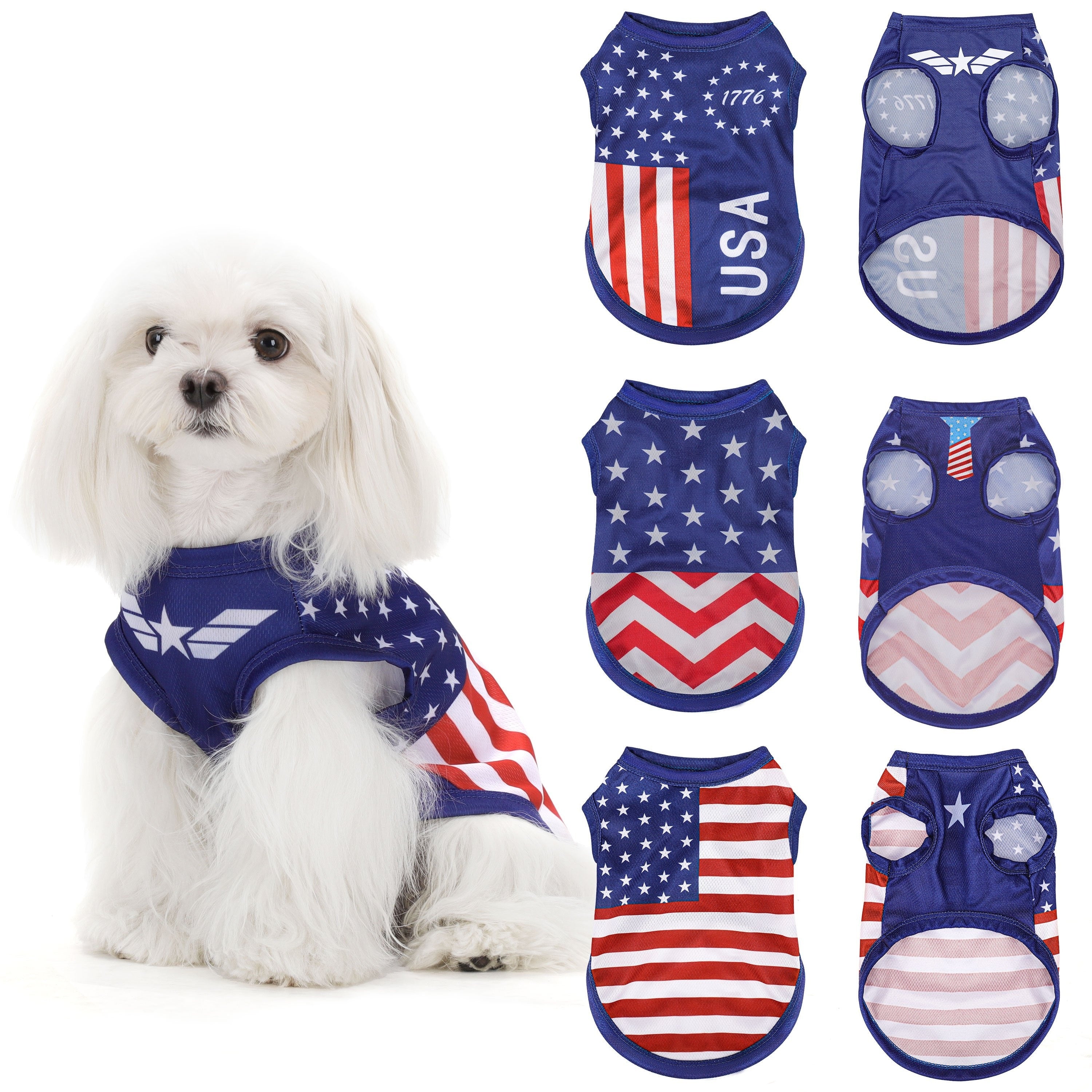[All Breeds American Flag Vest] Patriotic American Flag Dog Vest - Comfortable & Stylish PET Apparel for National Holidays and Outdoor Activities, Hand Wash Only, Fits All Breeds
